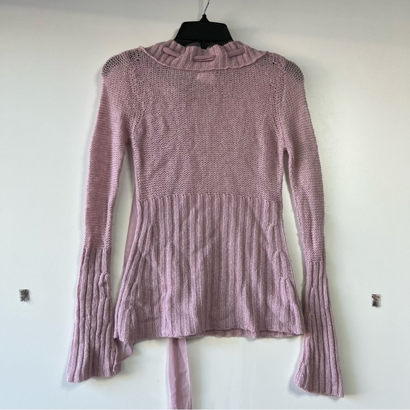 Sleeping on snow Anthropologie pink wool scarf neck knit sweater - Picture 3 of 3